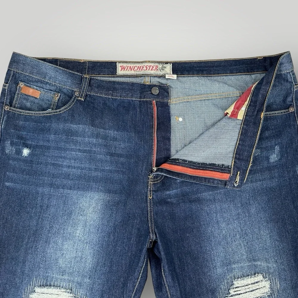 Winchester Jeans Mens 52x34 Distressed Rip Repair Grudge Acid Wash Grudge Denim